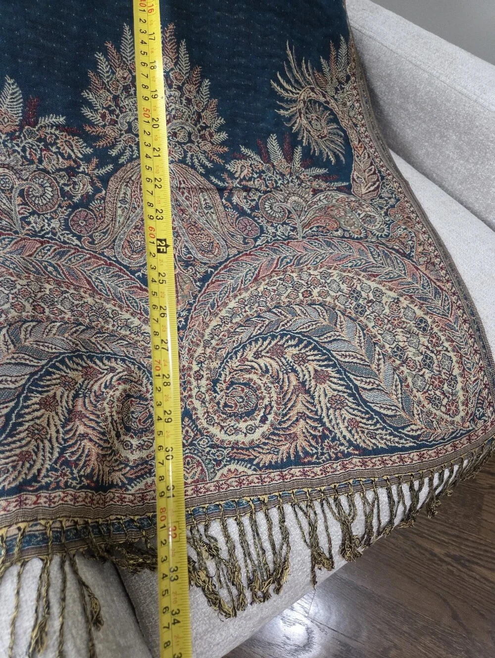 New Pashmina Scarf in Teal and Multicolor Paisley